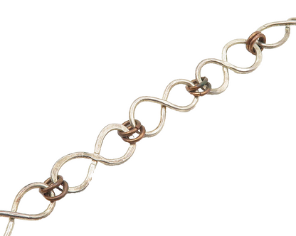 925 Sterling Silver  Vintage Two Tone Infinity Twist Chain Bracelet  BT7435