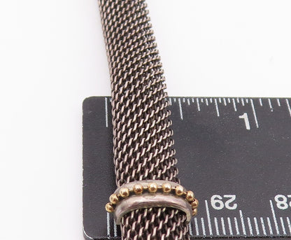 14k Gold 925 Sterling Silver Vintage Necklace Dark Tone Net Effect Cutout NE4437