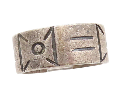 925 Sterling Silver Vintage Ring MEXICO Antique Etched Bow  Sz 7.5  RG33343