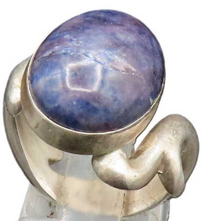 925 Sterling Silver  Vintage Cabochon Sodalite Swirl Bypass Ring Sz 7  RG25003