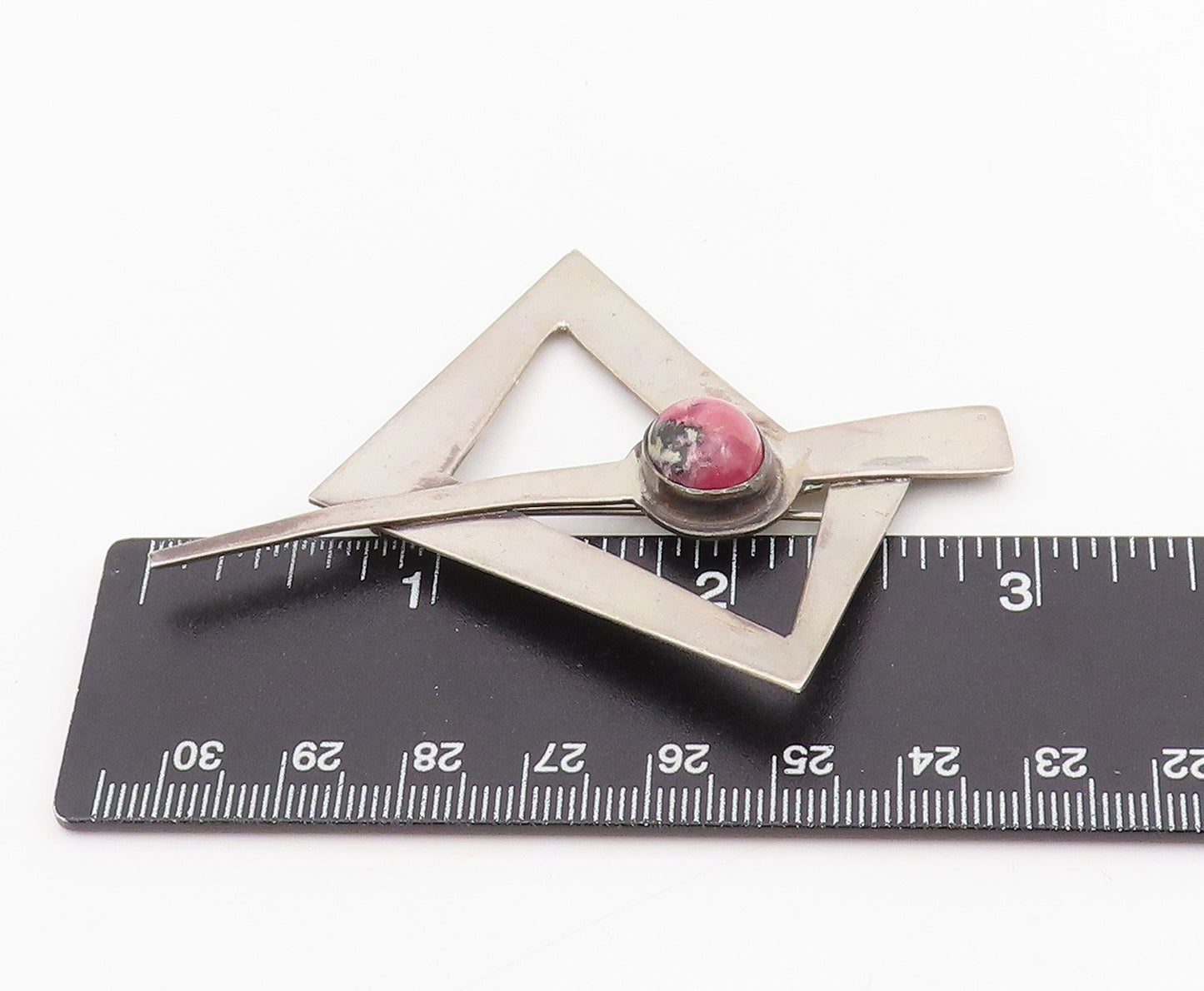 925 Sterling Silver Vintage Brooch Cabochon Gemstone Geometric Pin  BP12098