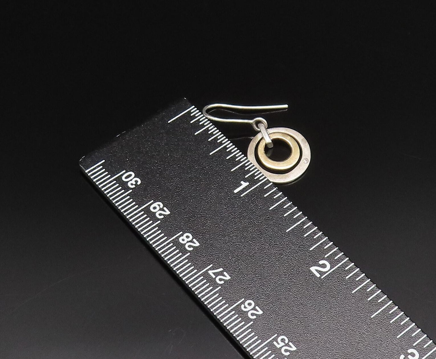 14K GOLD & 925 Silver  Vintage Two Tone Hoop Drop Singles Lot Earrings EG12050