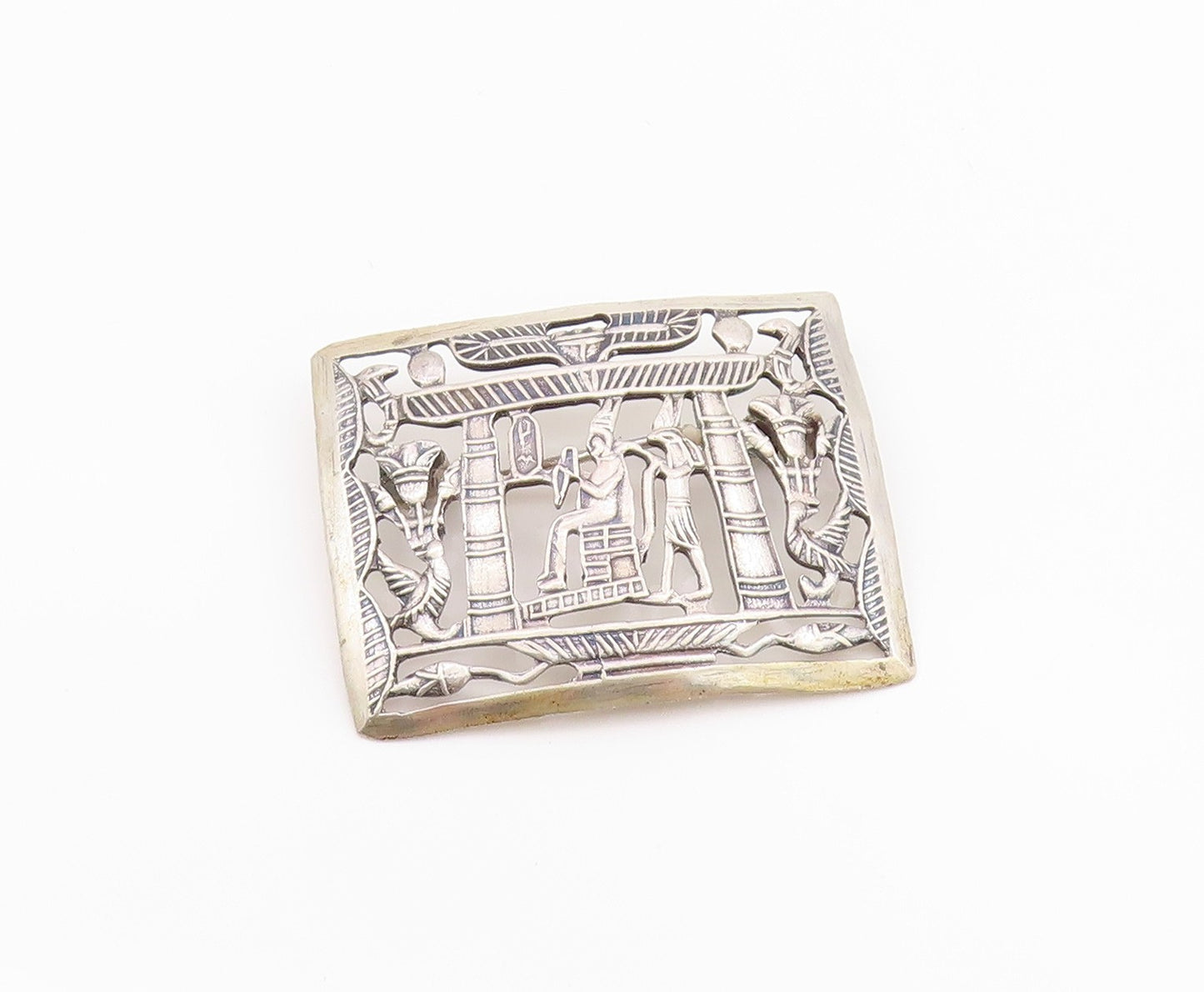 925 Sterling Silver Vintage Brooch Middle East Egyptian Scene Cutout  BP11692