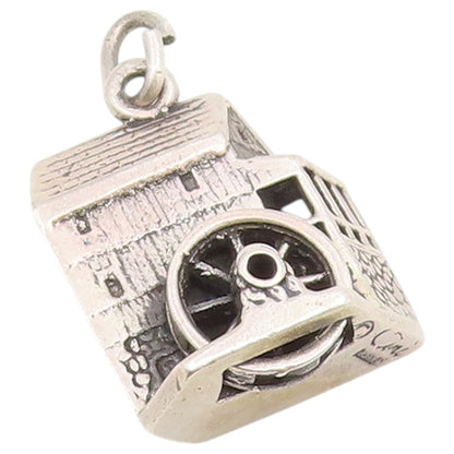 925 Sterling Silver Vintage Pendant CINI Watermill House Charm MOVES  PT26643