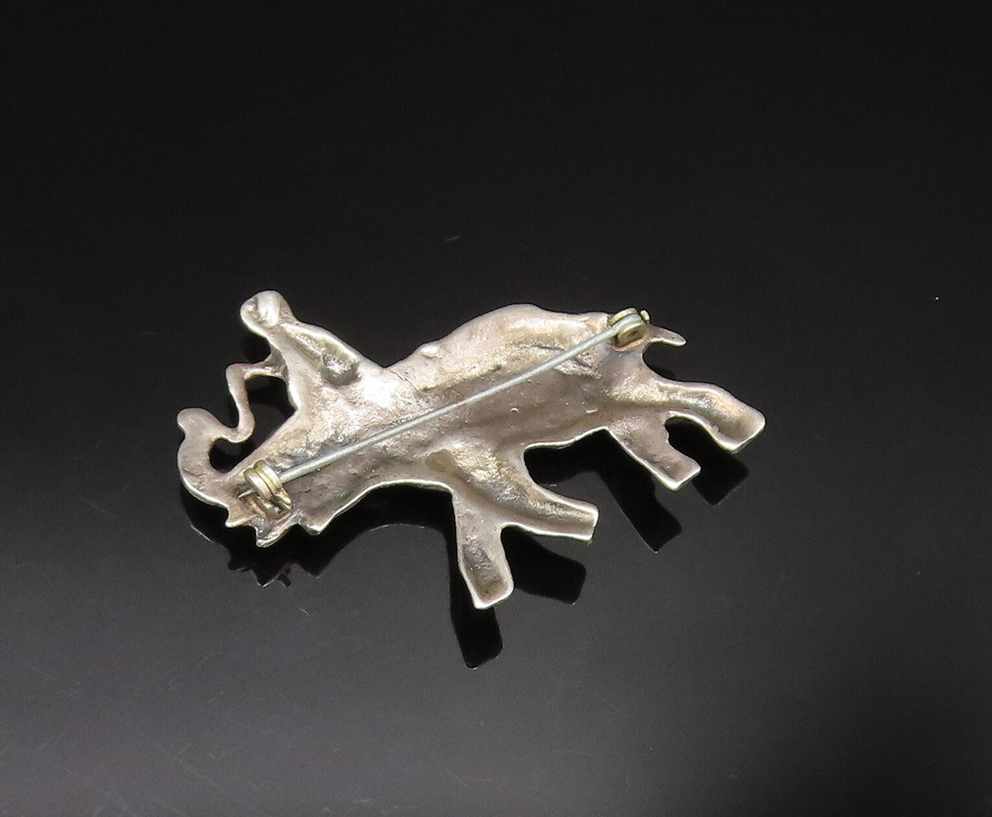 925 Sterling Silver  Vintage Man Riding Elephant Brooch Pin  BP9631