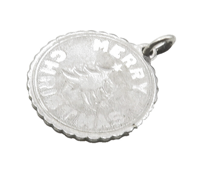925 Sterling Silver  Petite Merry Christmas Tree Medallion Pendant  PT13502