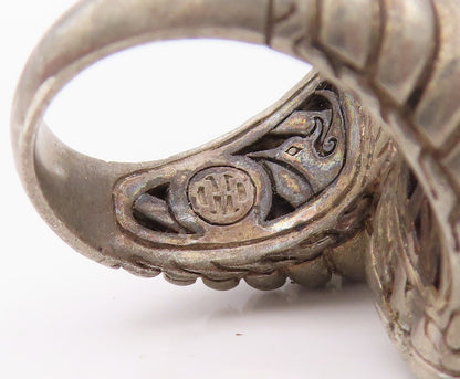 925 Sterling Silver Vintage Ring JOHN HARDY Dark Tone Carved CZ  SZ 9  RG32053