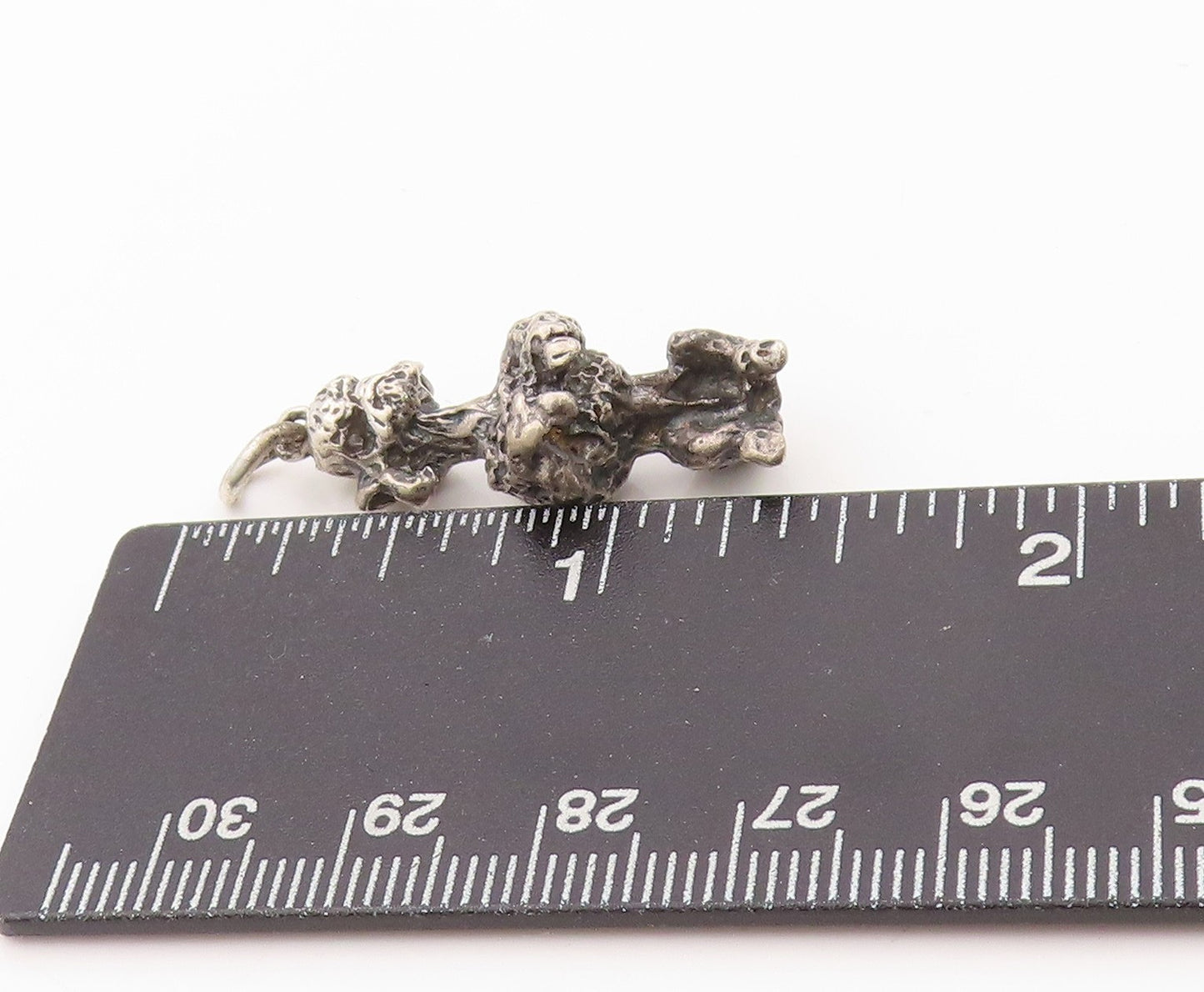 925 Sterling Silver Vintage Pendant Brutalist Carved Puddle Dog Charm  PT24024