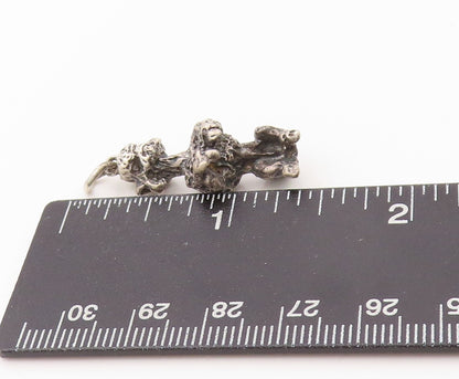 925 Sterling Silver Vintage Pendant Brutalist Carved Puddle Dog Charm  PT24024