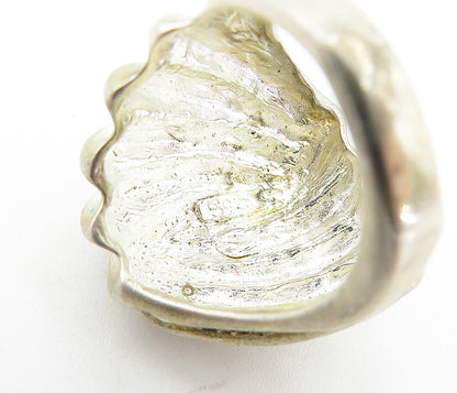 925 Sterling Silver  Vintage Modernist Shiny Etched Band Ring Sz 6  RG4241
