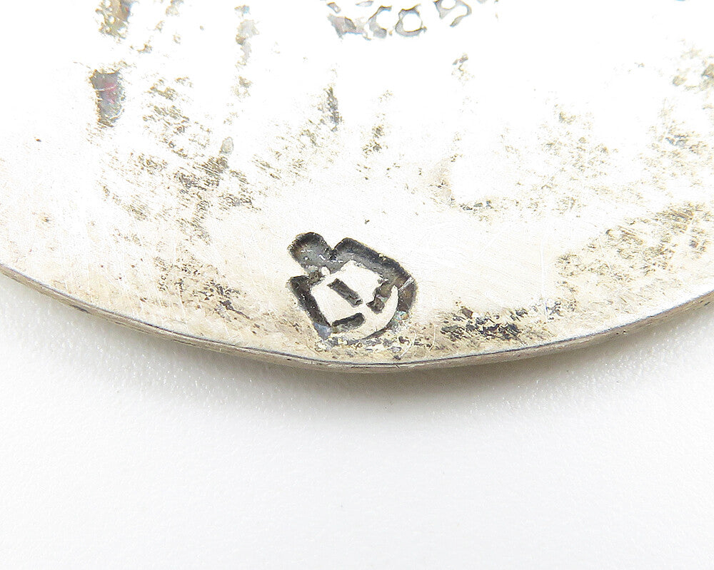 AH MEXICO 925 Silver  Vintage Inlaid Abalone Shell Pattern Brooch Pin  BP4289