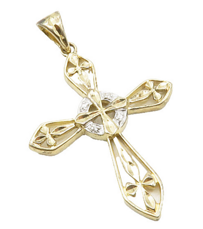 ROSS SIMON 925 Silver  Vintage Genuine Diamonds Religious Cross Pendant PT9935
