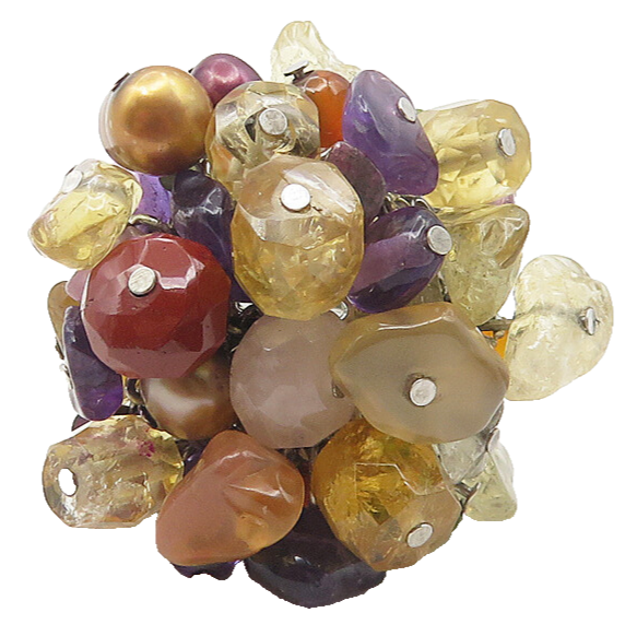 925 Sterling Silver Vintage Multi Stone Cluster Cocktail Ring Sz 8  RG12041