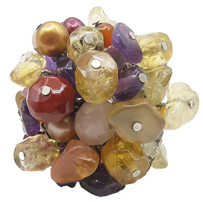 925 Sterling Silver Vintage Multi Stone Cluster Cocktail Ring Sz 8  RG12041