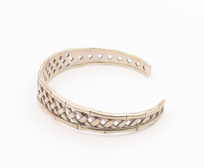 INTERNATIONAL 925 Sterling Silver Vintage Weaved Design Cuff Bracelet BT8323
