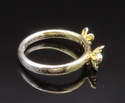 SPINNING 925 Silver  Vintage Cubic Zirconia Double Flower Ring Sz 7  RG25092