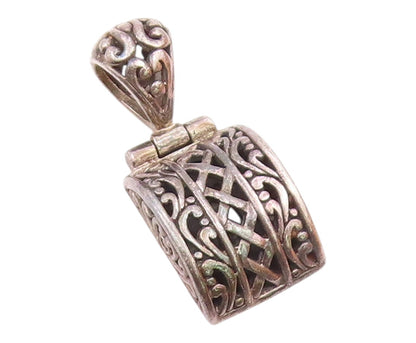 925 Sterling Silver  Vintage Shiny Patterned Dome Drop Pendant  PT18873