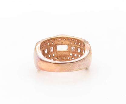 925 Sterling Silver Vintage Ring Rose Gold Plated CZ & Morganite Sz 7.5  RG30863