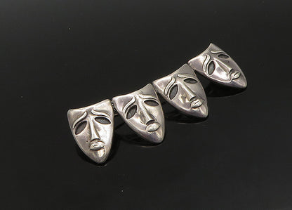925 Sterling Silver  Vintage Modernist Drama Theater Masks Brooch Pin  BP9096