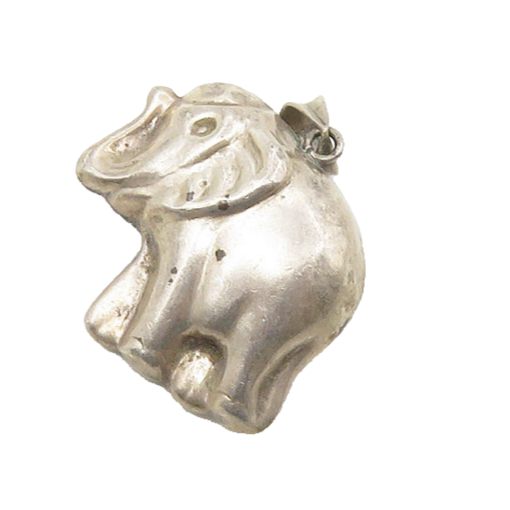 925 Sterling Silver  Vintage Hollow Elephant Dark Tone Drop Pendant  PT14187