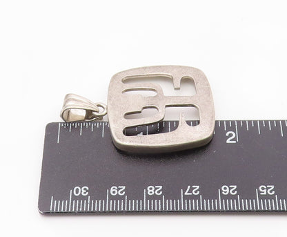 925 Sterling Silver  Vintage Shiny Smooth Cutout Design Drop Pendant  PT17389