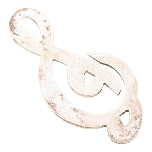 925 Sterling Silver Vintage Brooch Pin MEXICO Minimalist Musical Note  BP12494