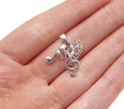 925 Sterling Silver  Music Lovers Notes Drop Pendant  PT2029