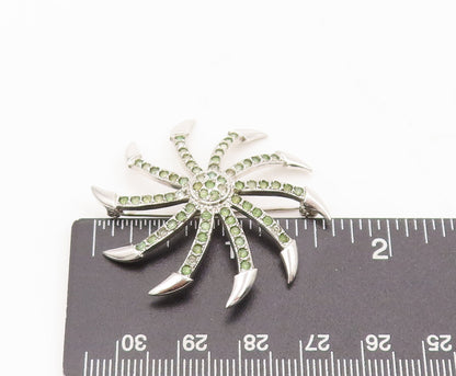 925 Sterling Silver Vintage Brooch Pin Ninja Peridot Star Bladed Ends  BP10625
