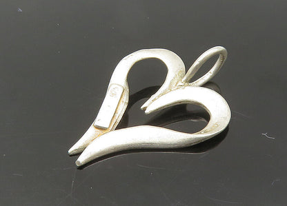 925 Sterling Silver  Vintage Diamond Cut Open Love Heart Pendant  PT17358