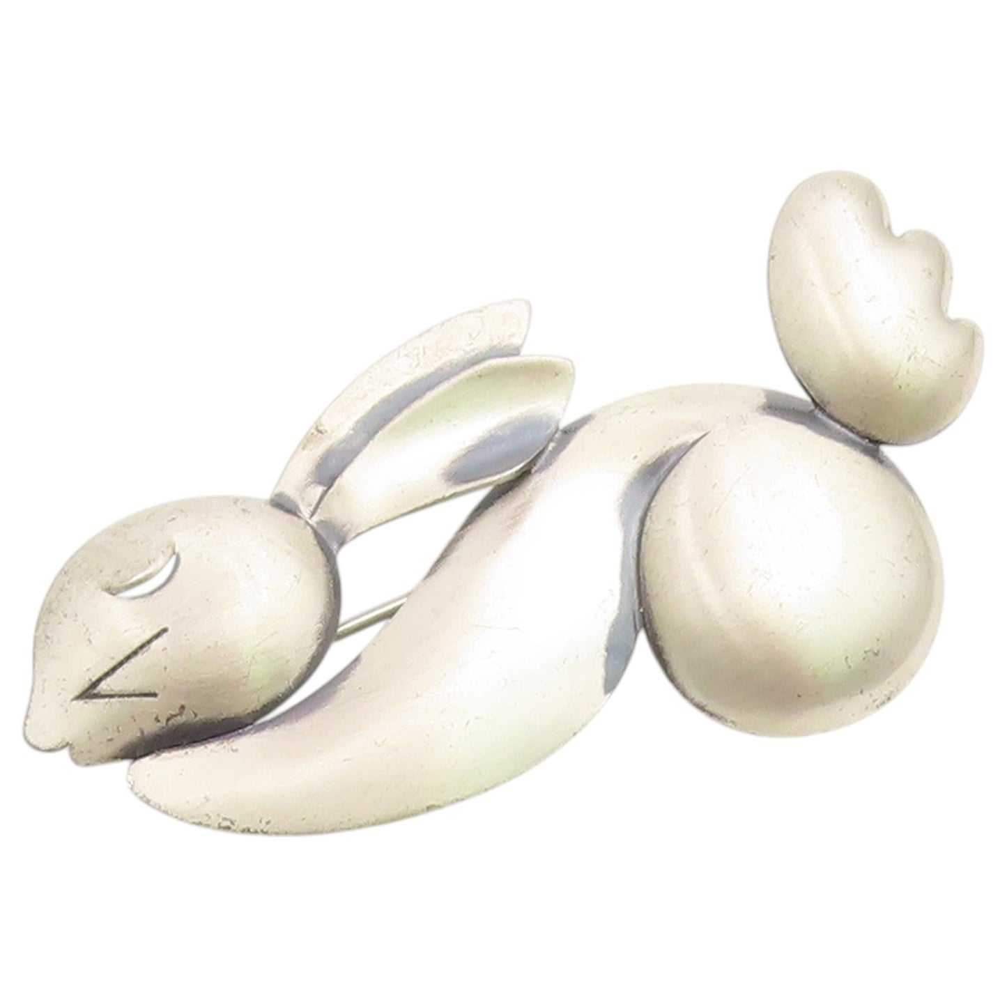 925 Sterling Silver Vintage Brooch Pin Modernist Abstract Rabbit Figure  BP12663