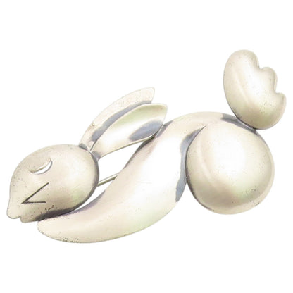 925 Sterling Silver Vintage Brooch Pin Modernist Abstract Rabbit Figure  BP12663