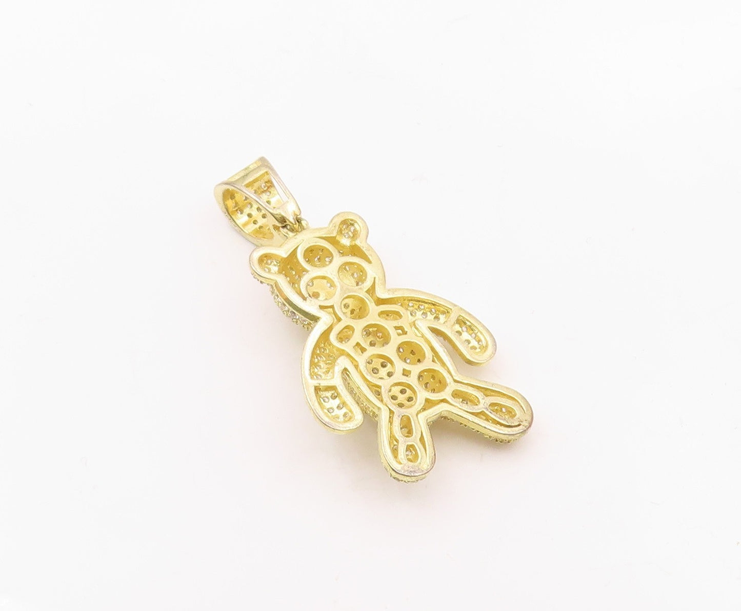925 Silver  Vintage Shiny Cubic Zirconia Encrusted Teddy Bear Pendant  PT18348