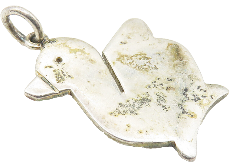925 Sterling Silver  Vintage Petite Smooth Duck Motif Drop Pendant  PT8474