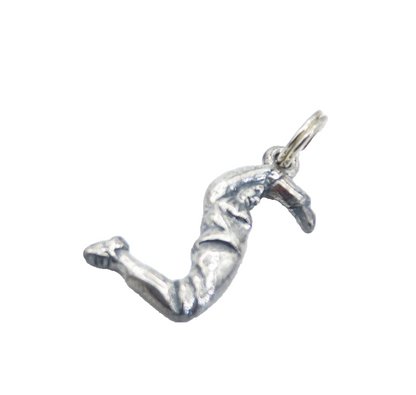 925 Sterling Silver  Vintage Petite Dark Tone Jumping Man Drop Pendant  PT6132
