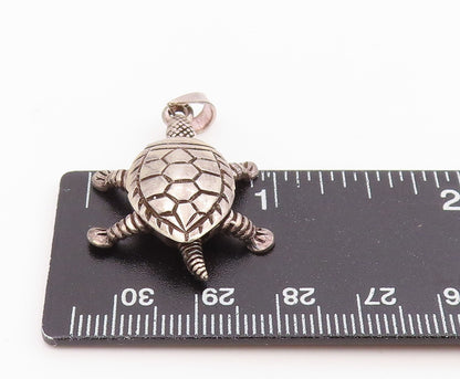 925 Sterling Silver Vintage Pendant Modernist Sea Turtle Charm Moves  PT26059