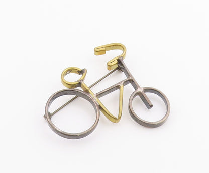 MEXICO 925 Sterling Silver  Vintage Two Tone Bicycle Motif Brooch Pin  BP8769