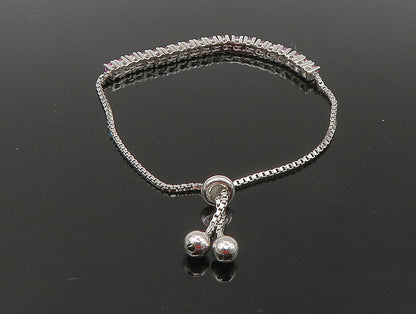 925 Silver  Pink Cubic Zirconia Adjustable Child Box Chain Bracelet  BT1105