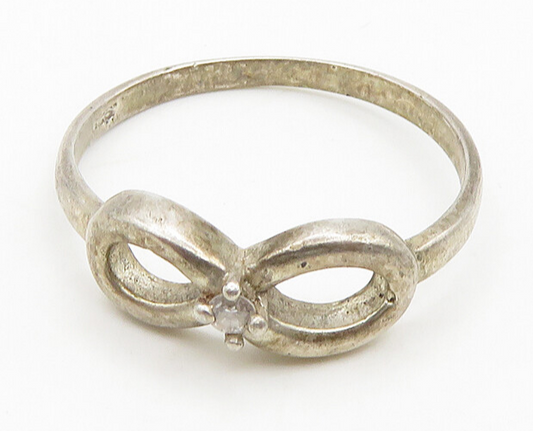 925 Sterling Silver   Vintage Petite Topaz Infinity Band Ring Sz 7.5  RG19423