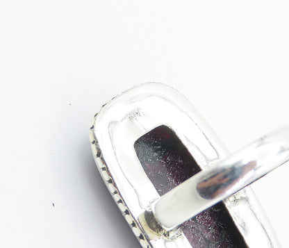 925 Sterling Silver Cabochon Cut Jasper Square Cocktail Ring Sz 6 RG8523