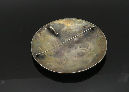 NAVAJO 925 Silver  Vintage Large Heavy Flute Player Oxidized Brooch Pin BP8193