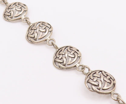 925 Sterling Silver Vintage Bracelet Round Cutout Celtic Knots  BT10637