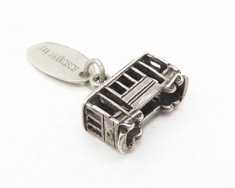 925 Sterling Silver  Vintage Petite San Francisco Cable Car Pendant  PT9385