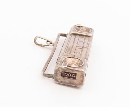 925 Sterling Silver Vintage Pendant Old Radio Stereo System Cassette   PT25712