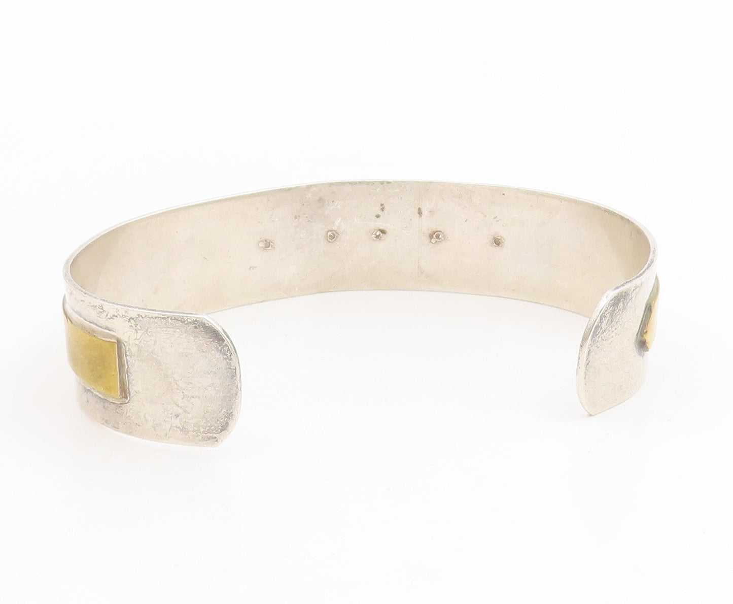 925 Sterling Silver Vintage Bracelet GIDEON Two Tone Belt Buckle Cuff  BT11815