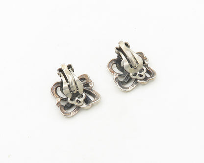 925 Sterling Silver  Vintage Shiny Smooth Non Pierce Drop Earrings  EG9234