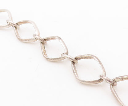 925 Sterling Silver Vintage Necklace Designer Eye Shaped Cutout Rings   NE4403