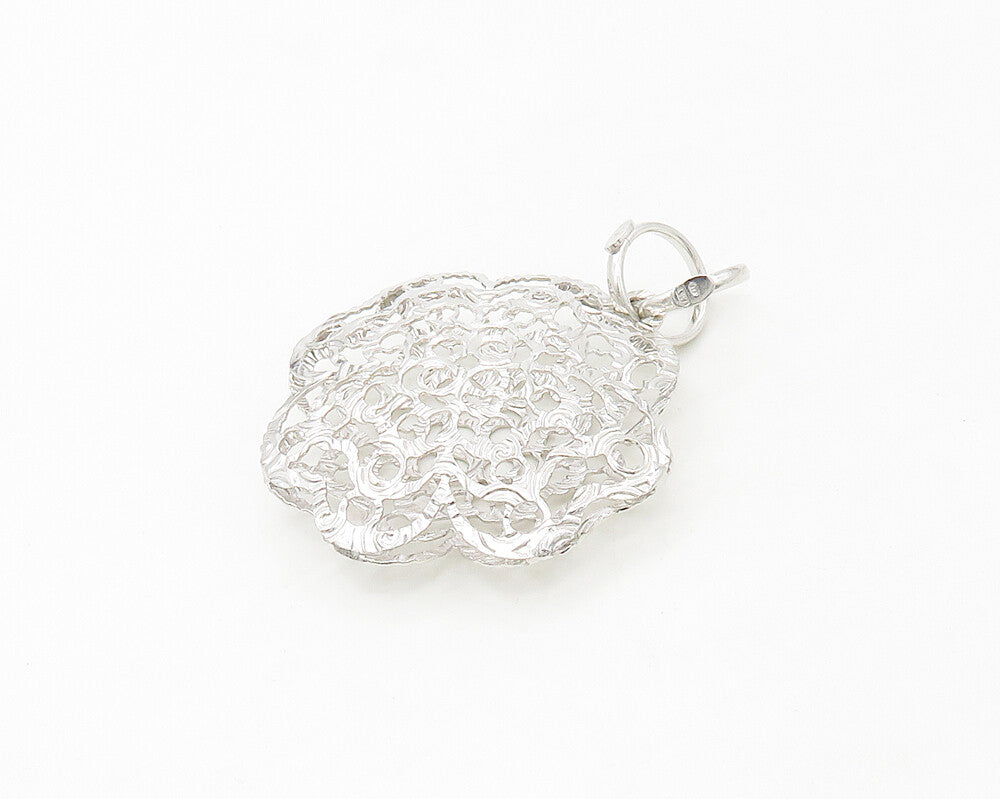 925 Sterling Silver  Shiny Polished Open Flower Motif Pendant  PT13746