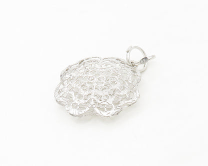 925 Sterling Silver  Shiny Polished Open Flower Motif Pendant  PT13746