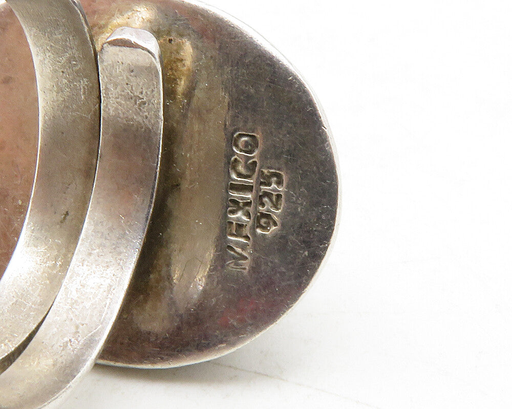 MEXICO 925 Silver  Vintage Black Onyx Floral Vine Cocktail Ring Sz 6.5 RG12171