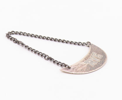 925 Sterling Silver  Vintage Oxidized Rye Bottle Label Tag   TR3093